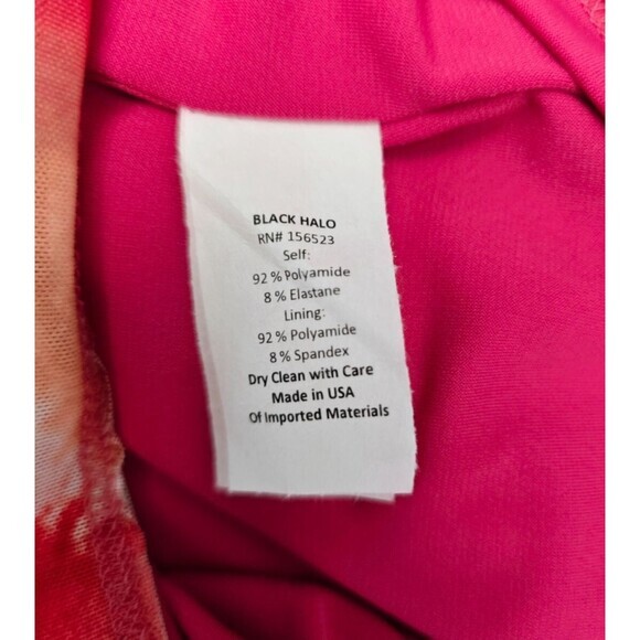 $345 Black‎ Halo Livley Watercolor 3/4 Sleeve Sheath Bodycon Dress Size XL - Picture 9 of 10